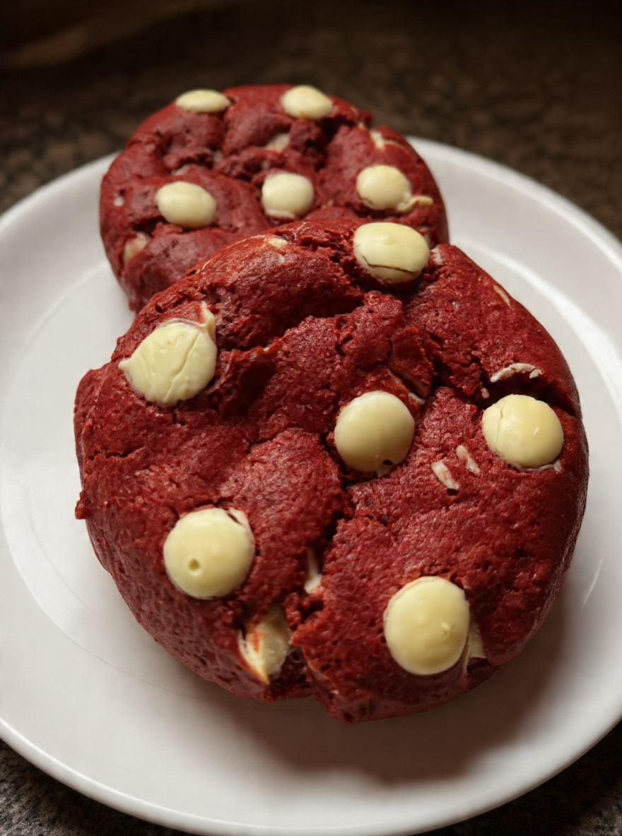 Cookie Red Velvet con chips de chocolate blanco